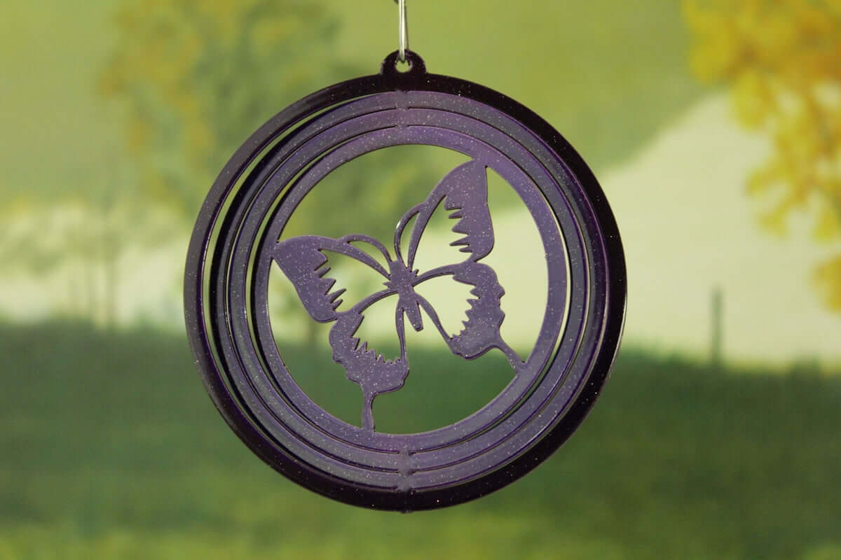 4" Purple Round Mini Butterfly Wind Spinner- The House of Awareness