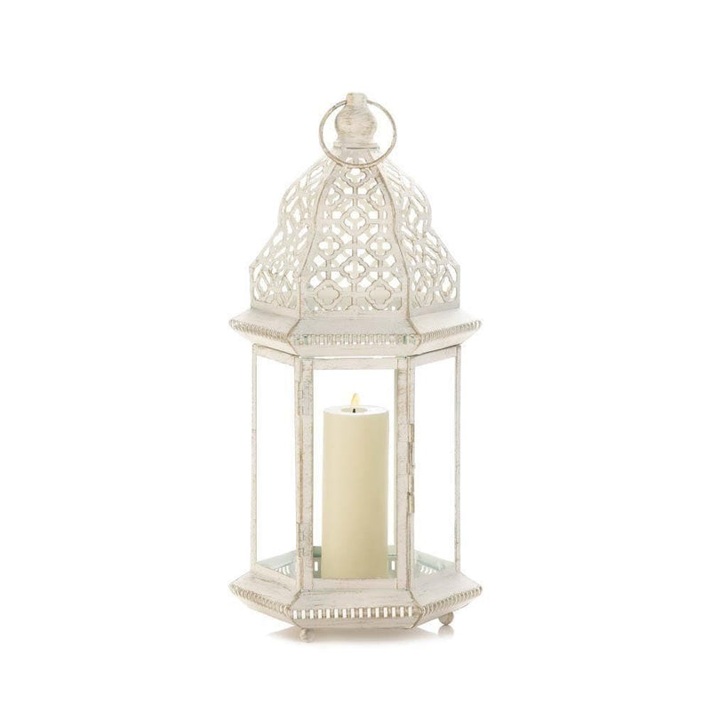 Sublime Distressed White Large Lantern - The House of Awareness