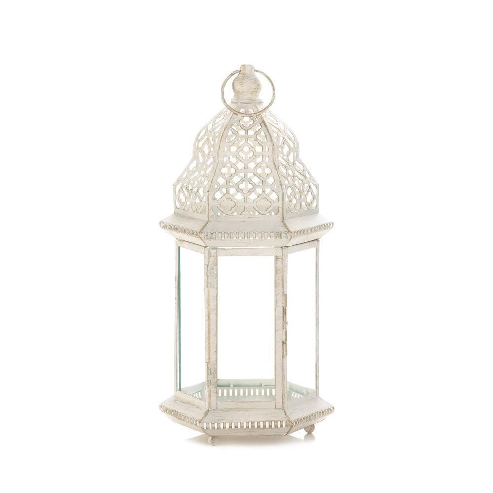 Sublime Distressed White Large Lantern - The House of Awareness