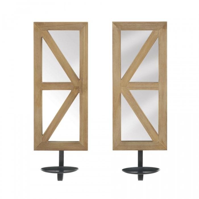 Mirrored Wood Candle Sconce Set - The House of Awareness