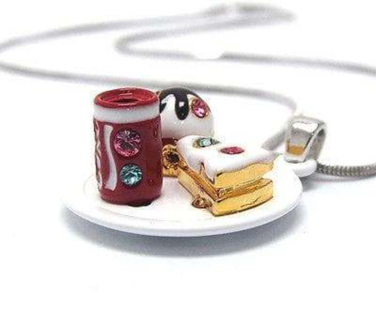 Children's miniature piece of cake and cupcake with soda can pendant necklace - The House of Awareness