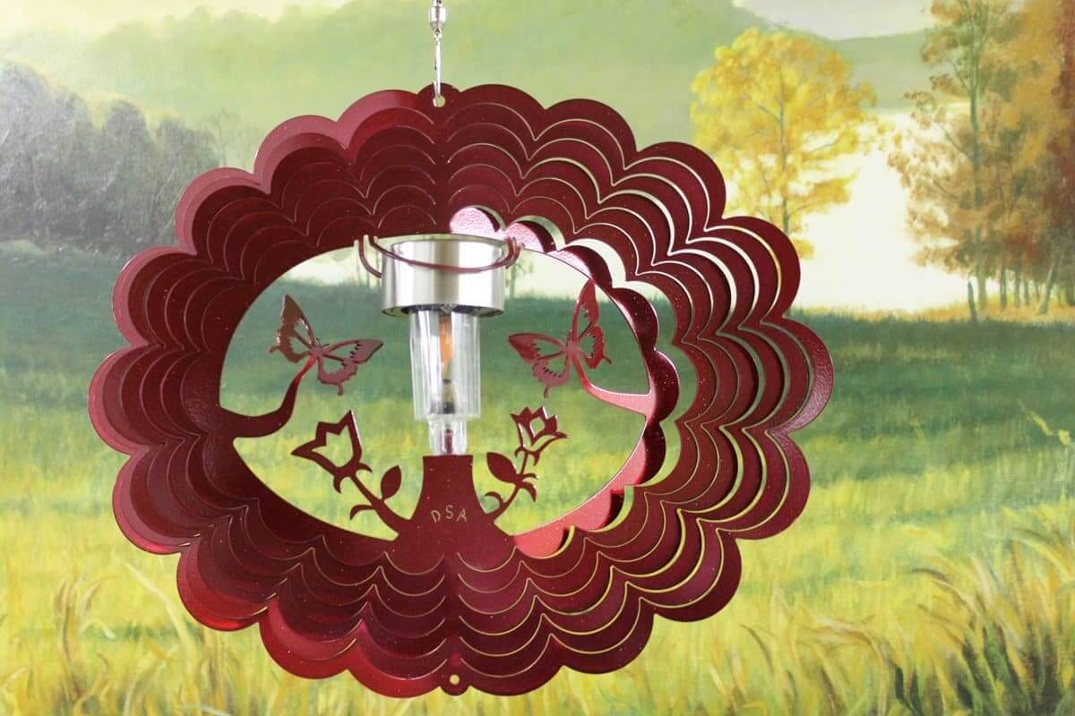 12" Solar Light 3D Red Butterfly Wind Spinner - The House of Awareness