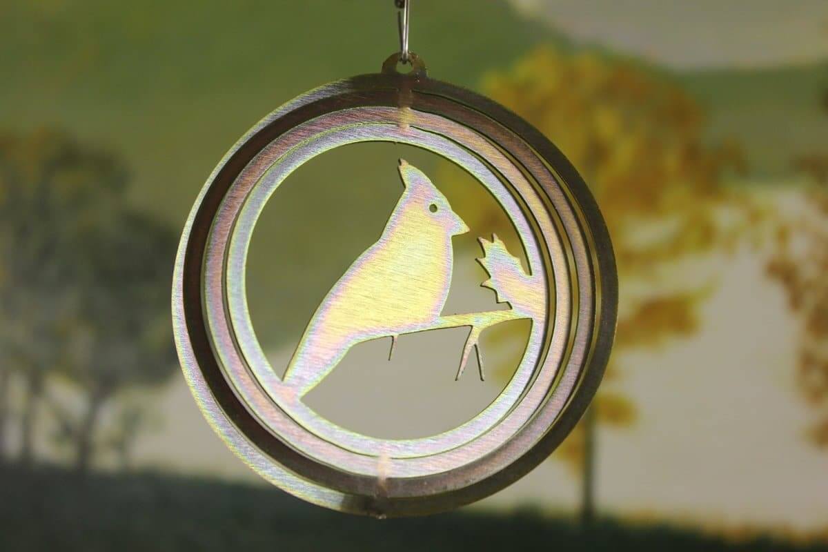 4" Yellow Zinc Round Mini Cardinal Wind Spinner - The House of Awareness