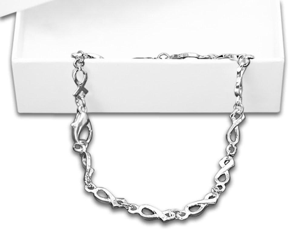 Silver Ribbon Bracelet-Silver Linked for All Causes in a Gift Box - The House of Awareness