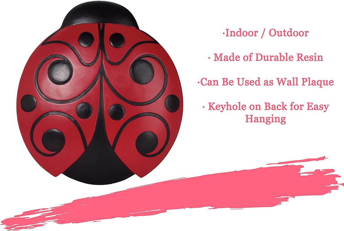 Red and Black Ladybug Decorative Garden Stone- The House of Awareness
