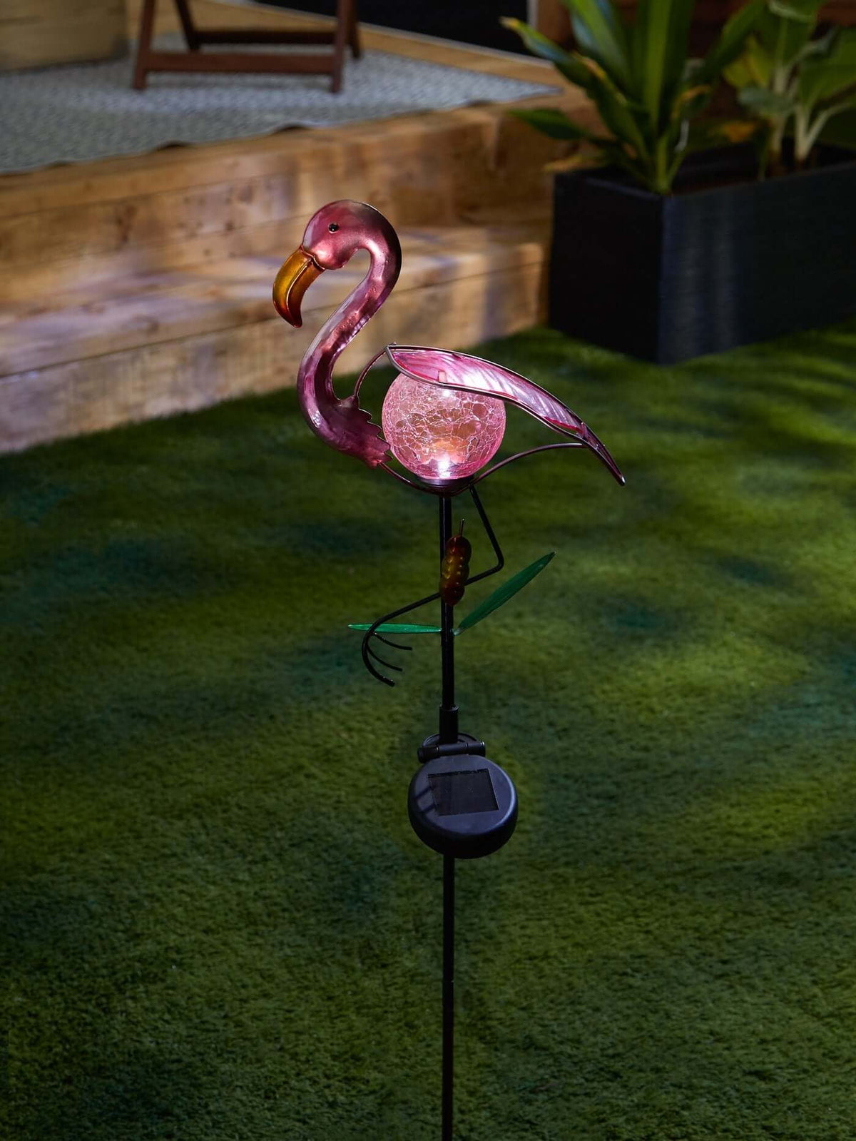 Pink Tropical Flamingo Solar Stake