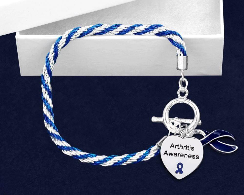 Arthritis Awareness Dark Blue Ribbon Bracelet - The House of Awareness
