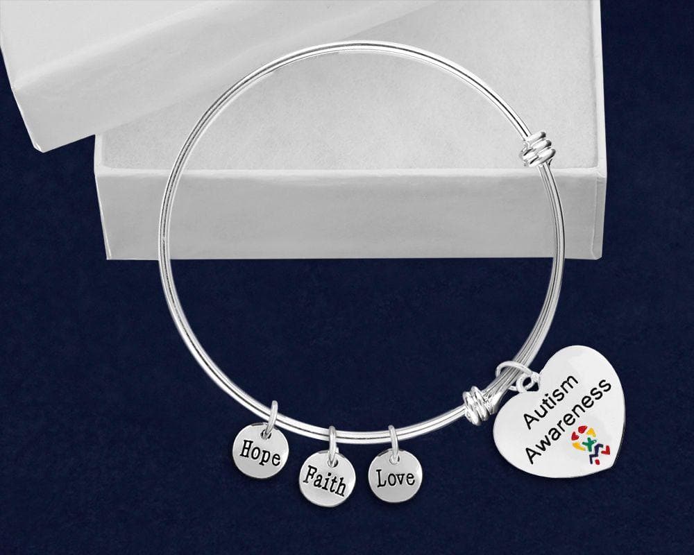 Heart Autism Awareness Retractable Charm Bracelet - The House of Awareness