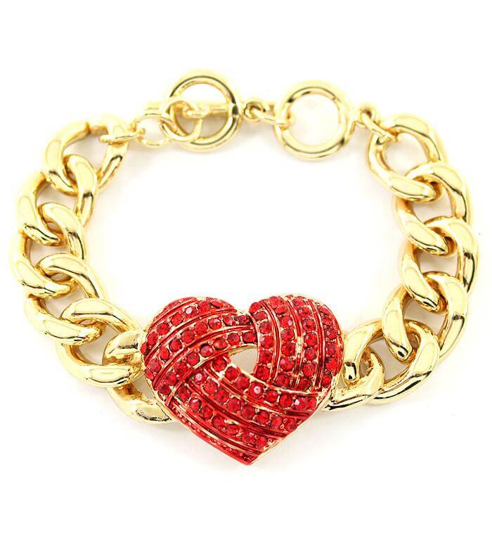 Gold Bracelet with Red Heart for Love - The House of Awareness