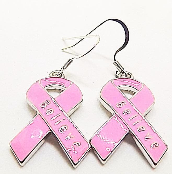 Breast Cancer Pink Ribbon Believe Earrings - The House of Awareness