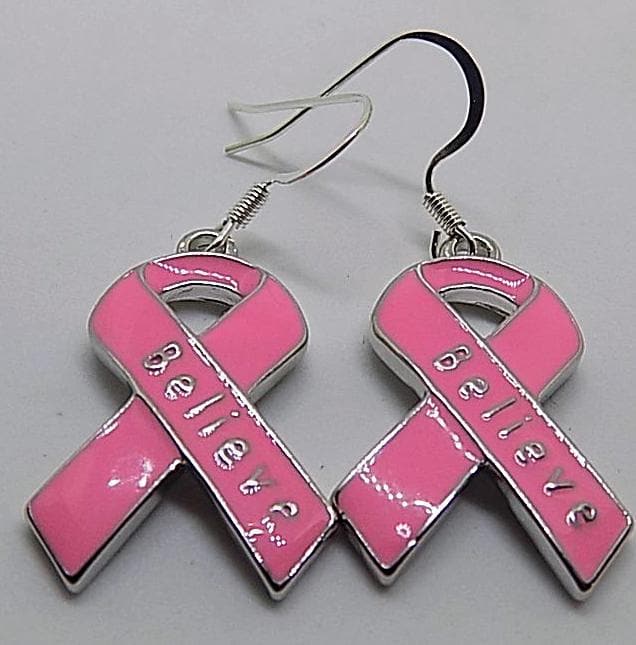 Breast Cancer Pink Ribbon Believe Earrings - The House of Awareness
