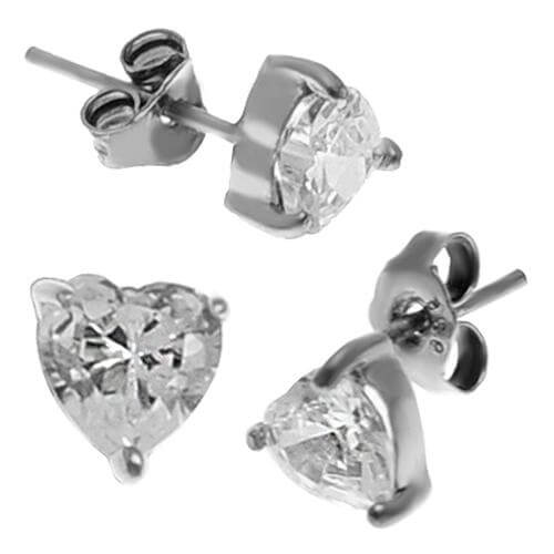 Silver 925 Studs with Heart Shaped Cubic Zirconia - The House of Awareness