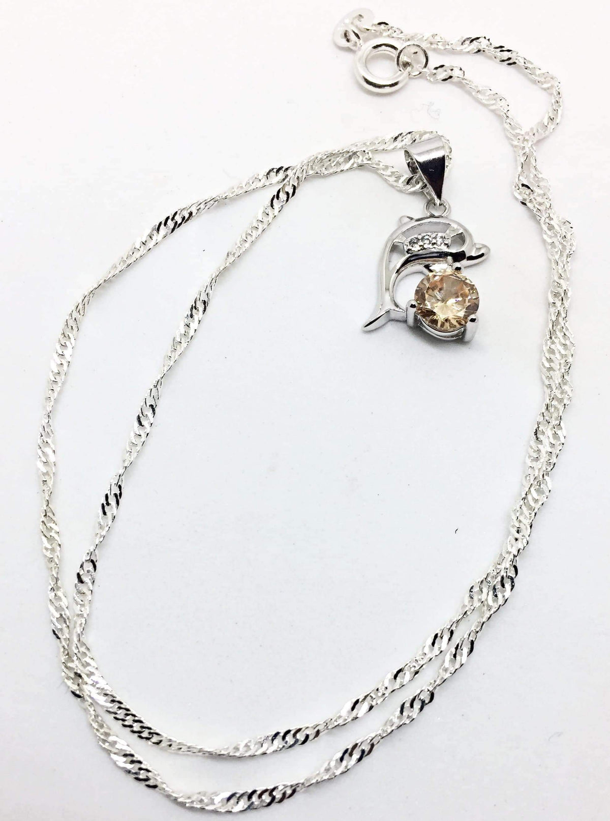 Crystal Leaping Dolphin Pendant Silver Necklace - The House of Awareness