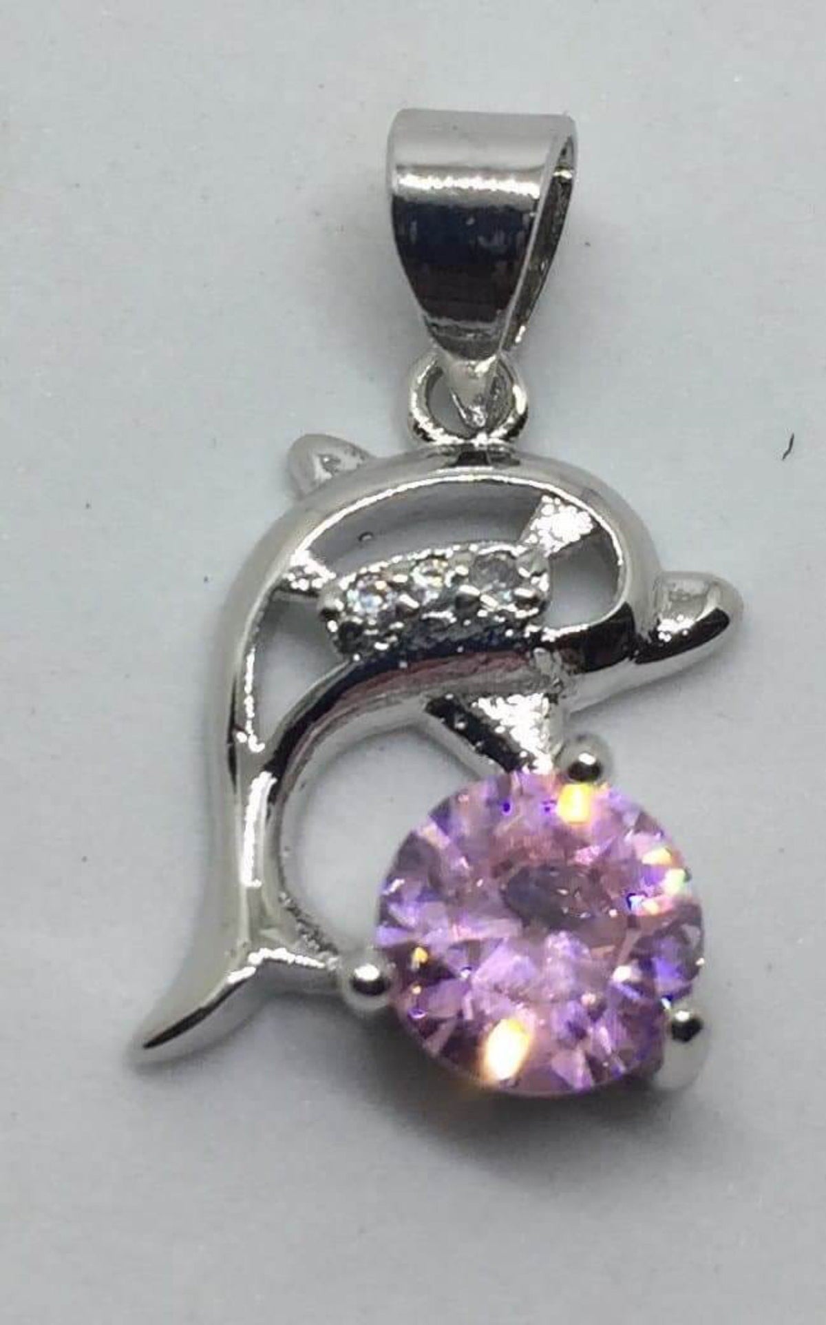 Crystal Leaping Dolphin Pendant Silver Necklace - The House of Awareness