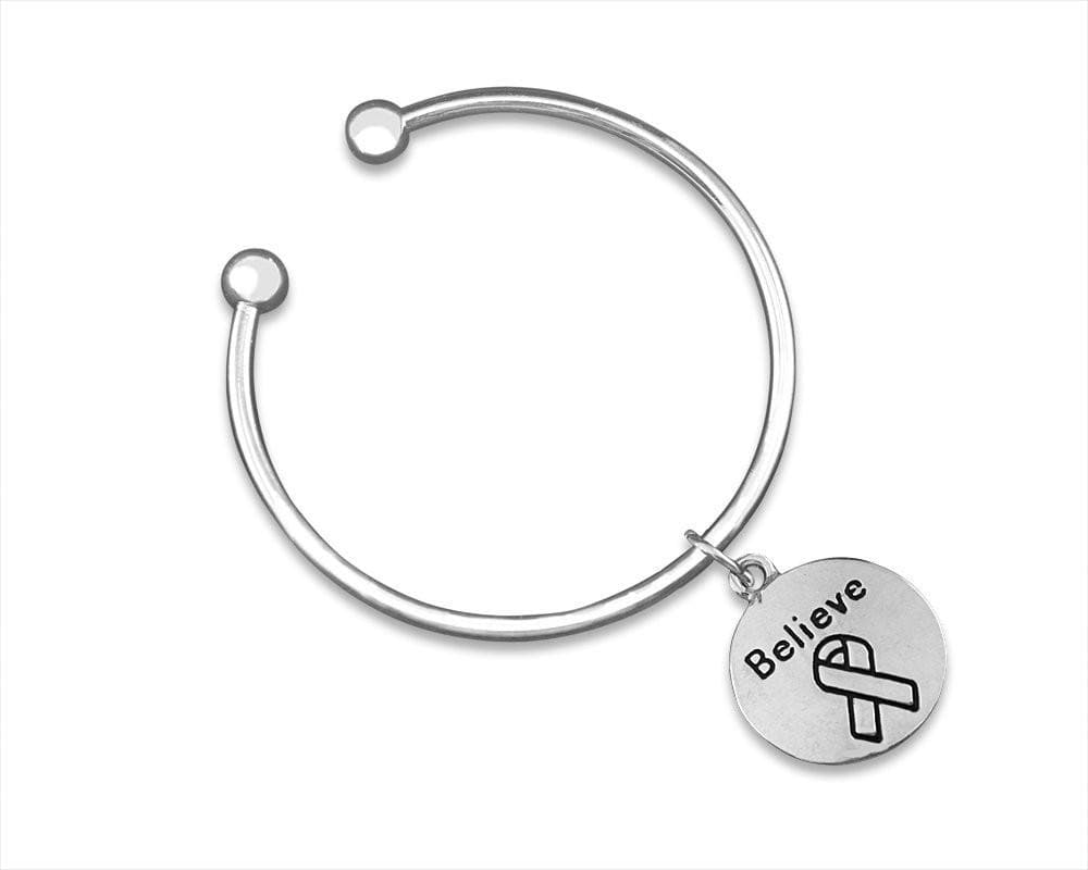 Open Bangle Bracelet with Believe Ribbon Charm for Causes - The House of Awareness