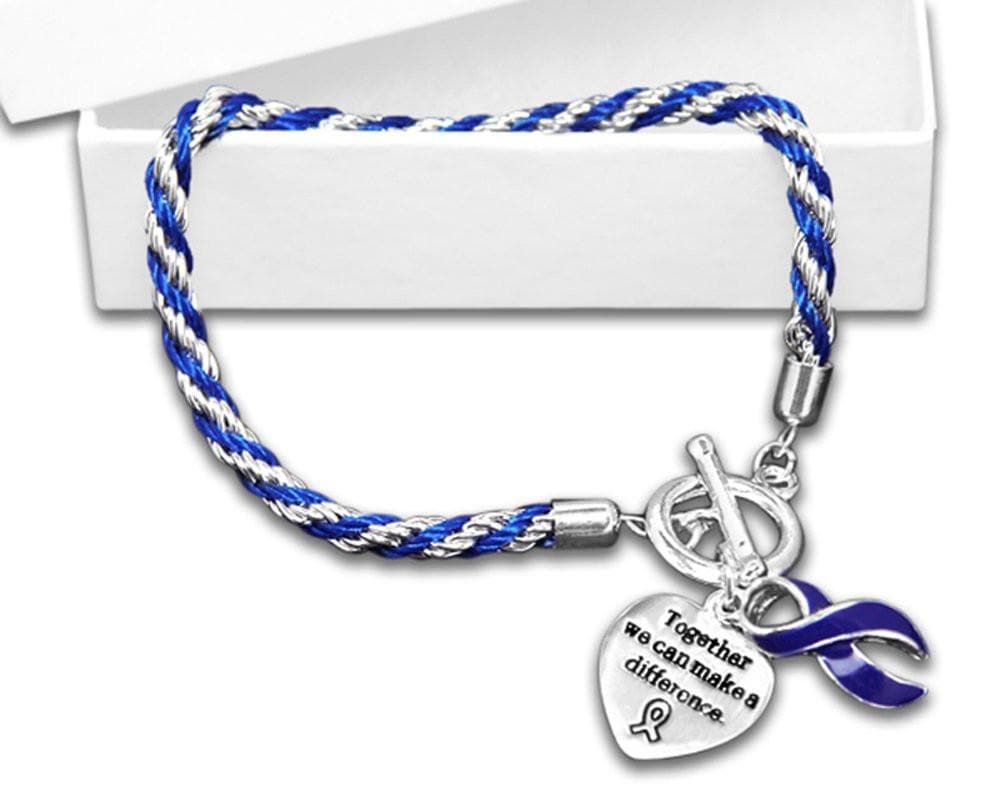 Cancer Awareness Dark Blue Ribbon Bracelet - Rope - The House of Awareness
