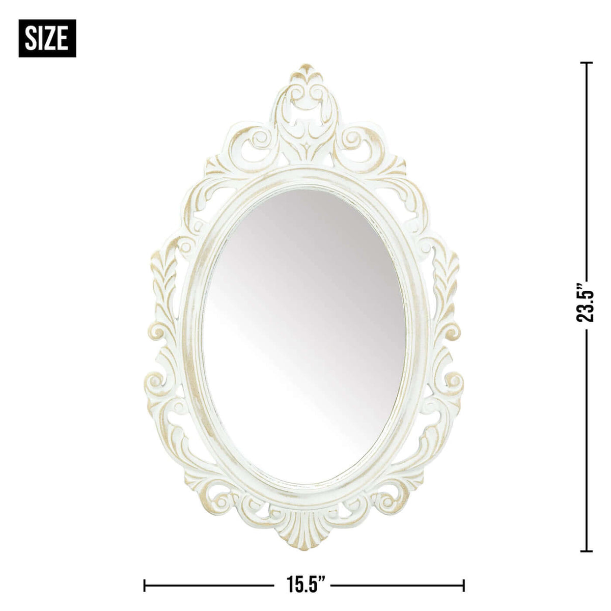 Antiqued White Wall Mirror - The House of Awareness