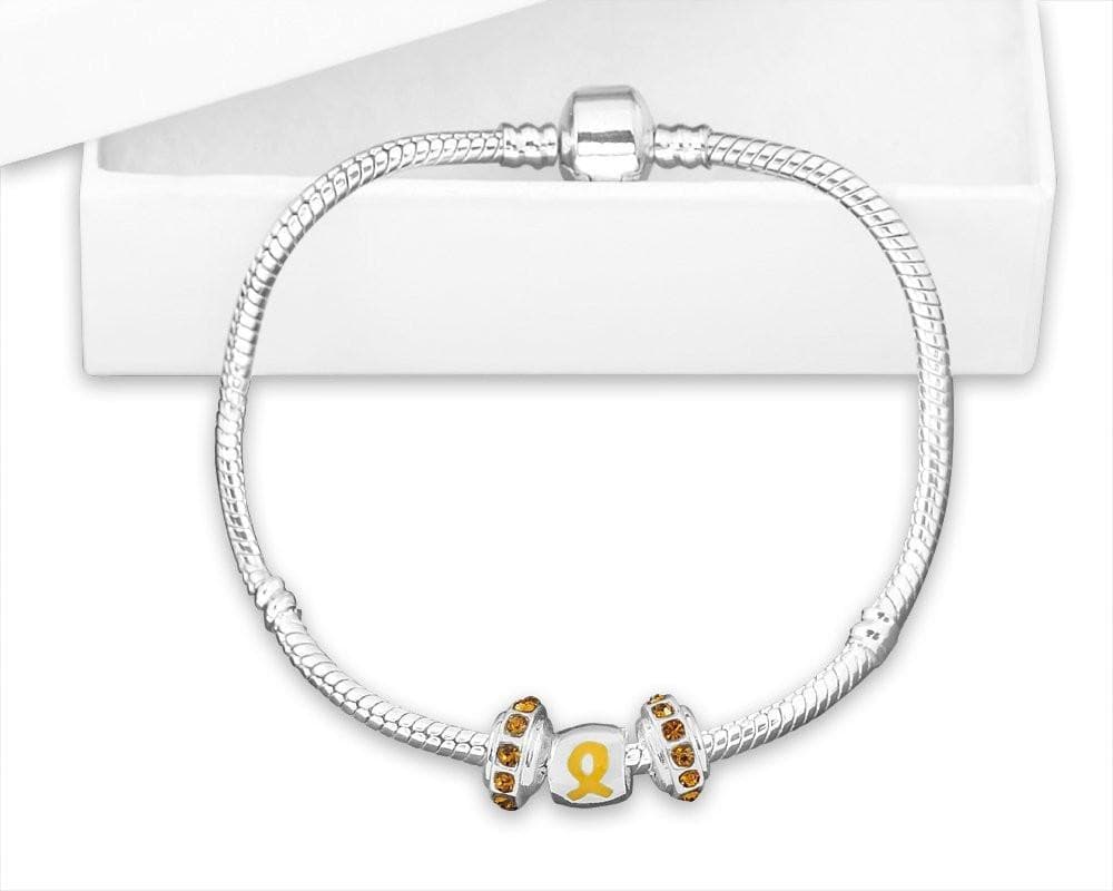 Chunky Charm Gold Ribbon Bracelet for Childhood Cancer - The House of Awareness