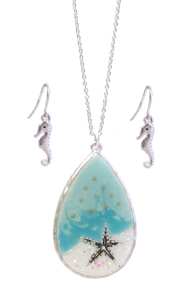 Sea life Theme Starfish Pendant Necklace Set