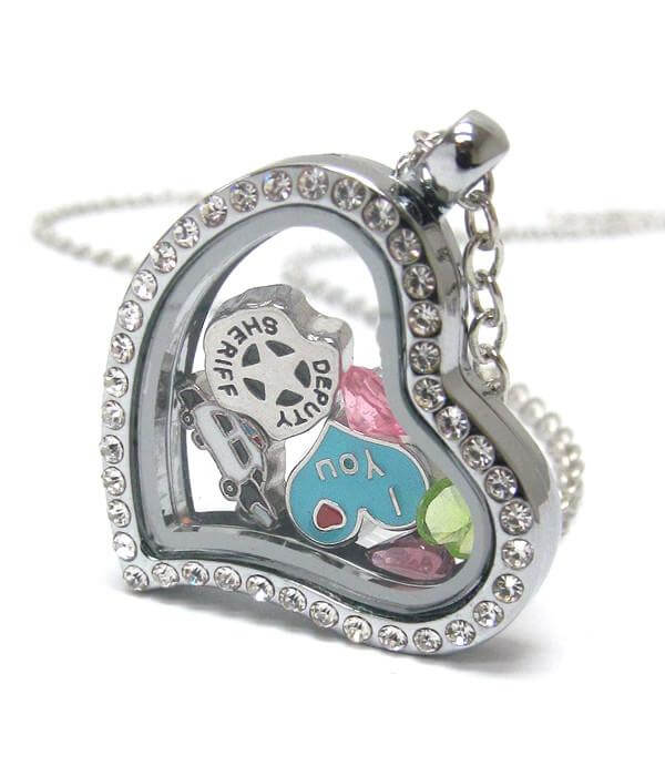 Heart Charm Locket for I love Police and Sheriff - The House of Awareness