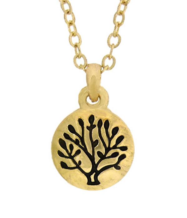 Tree of Life Hand Stamped Metal Tiny Pendant Necklace - The House of Awareness