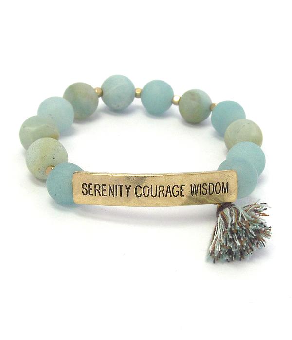 Serenity Courage Wisdom Inspiration Message Semi Precious Stone and Tassel - The House of Awareness