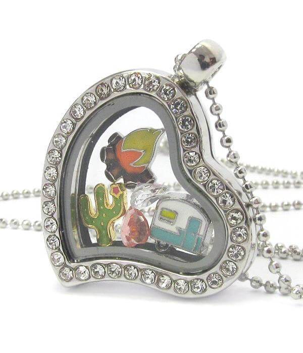 Heart Charm Happy Camper Locket Necklace - The House of Awareness