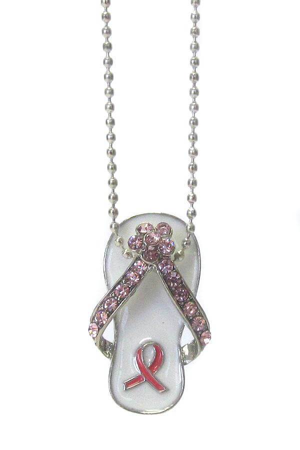 Breast Cancer Awareness Flip Flop Pendant Necklace - The House of Awareness