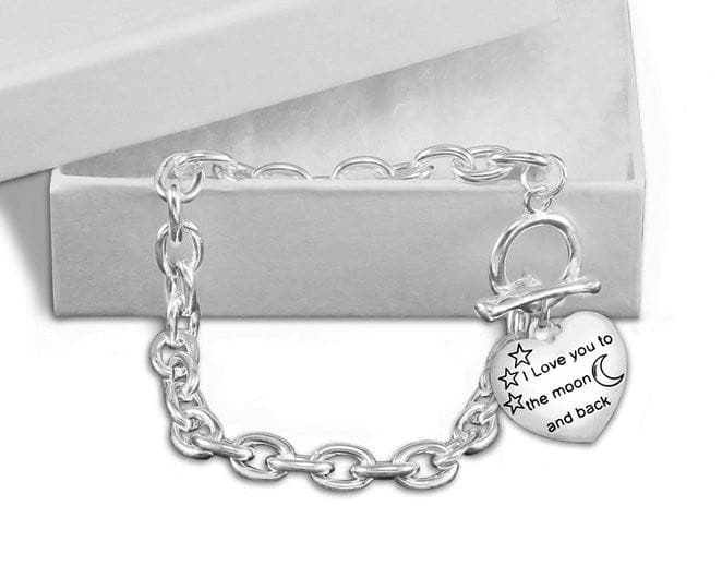 Chunky I Love You To The Moon and Back Charm Bracelet for all Causes - The House of Awareness