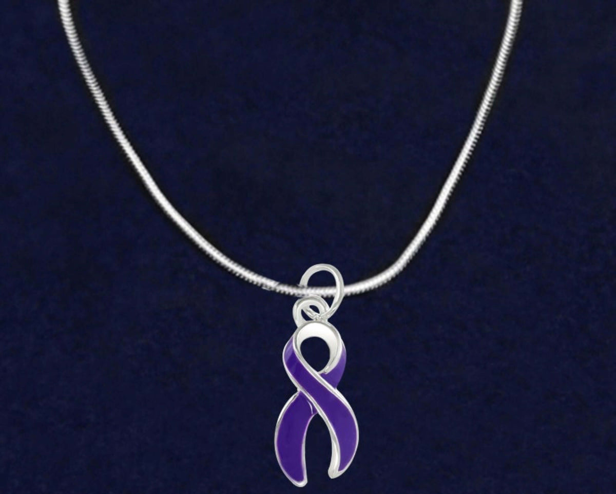 Large Purple Ribbon Necklace- The House of Awareness