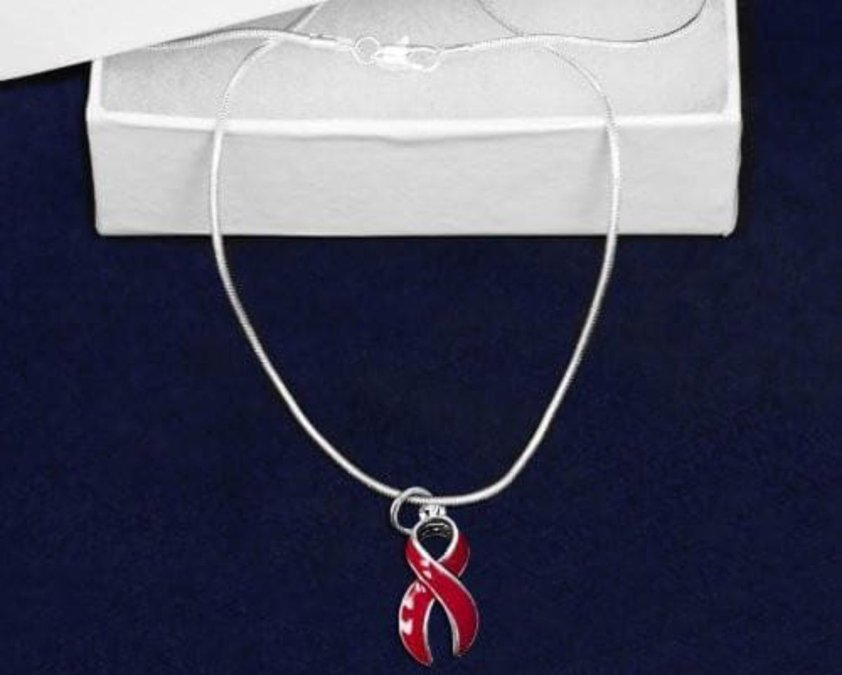Heart Disease Awareness Red Ribbon Necklace Ribbon - The House of Awareness