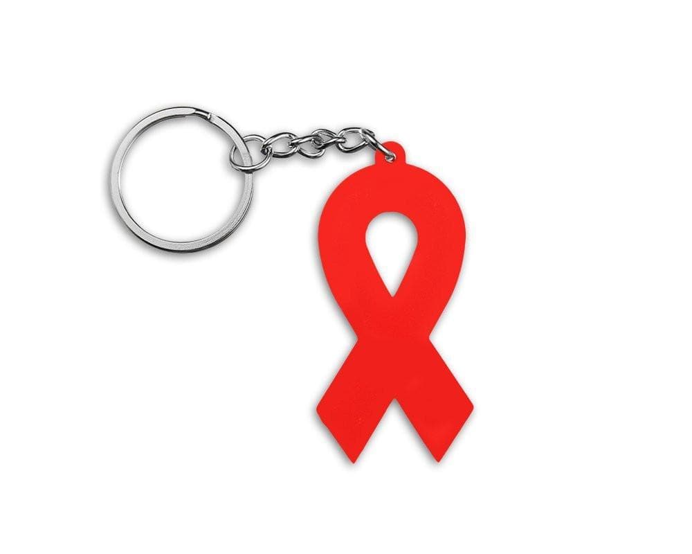 Red Ribbon Silicone Key Chain for Heart Disease - The House of Awareness