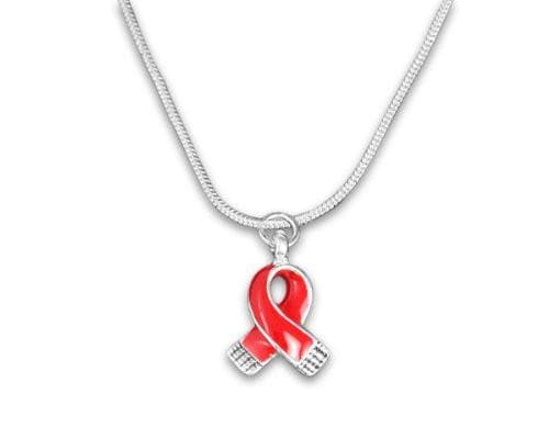 Red Ribbon Necklace - Silver Trim for Causes - The House of Awareness