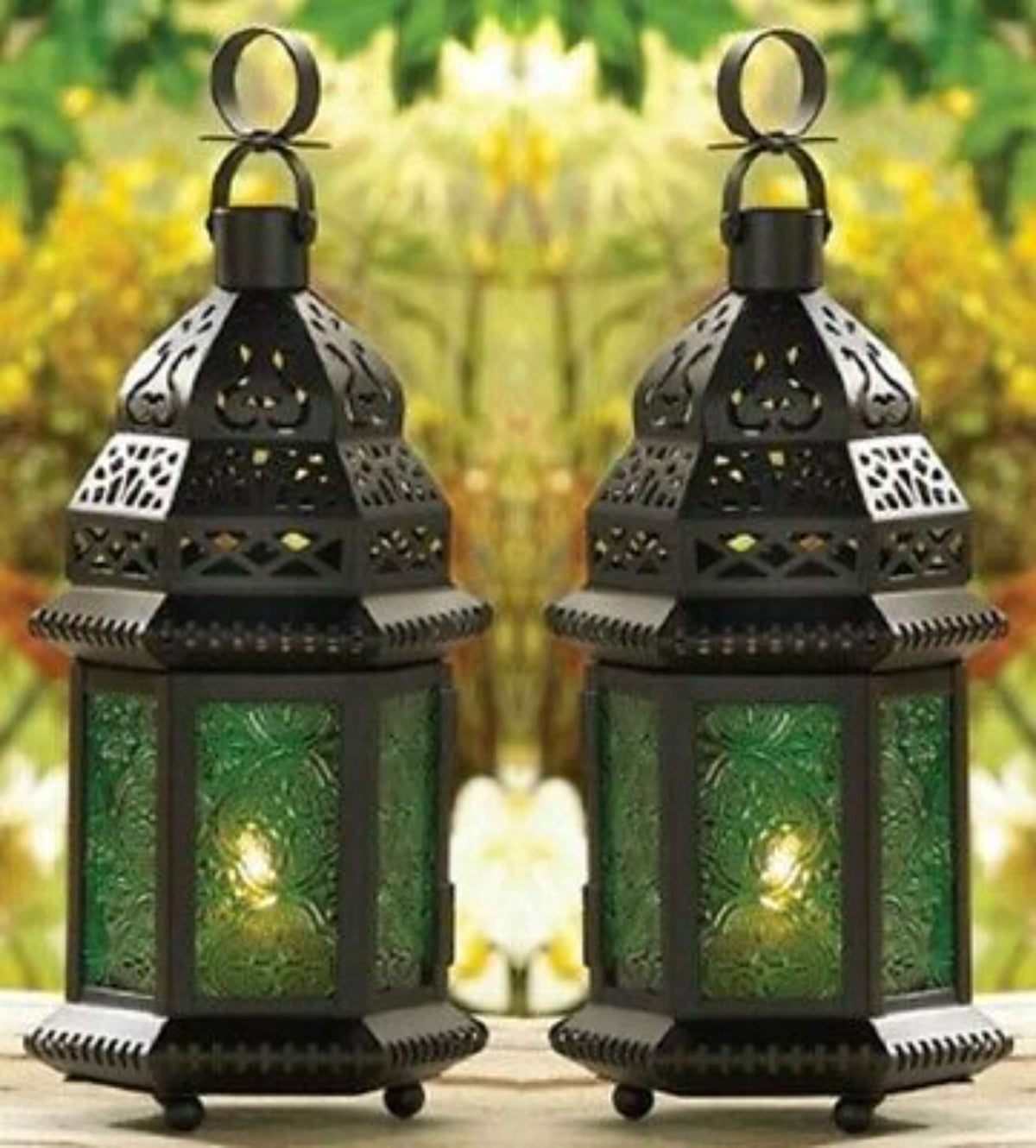 Green Glass Moroccan Lantern-The House of Awareness