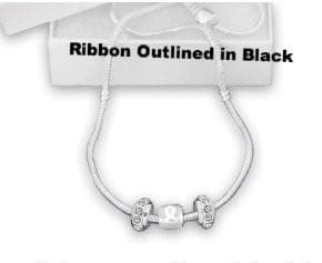 White Charms and Black outlined Ribbon Awareness Necklace for Causes - The House of Awareness
