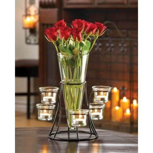 Candle and flower centerpiece