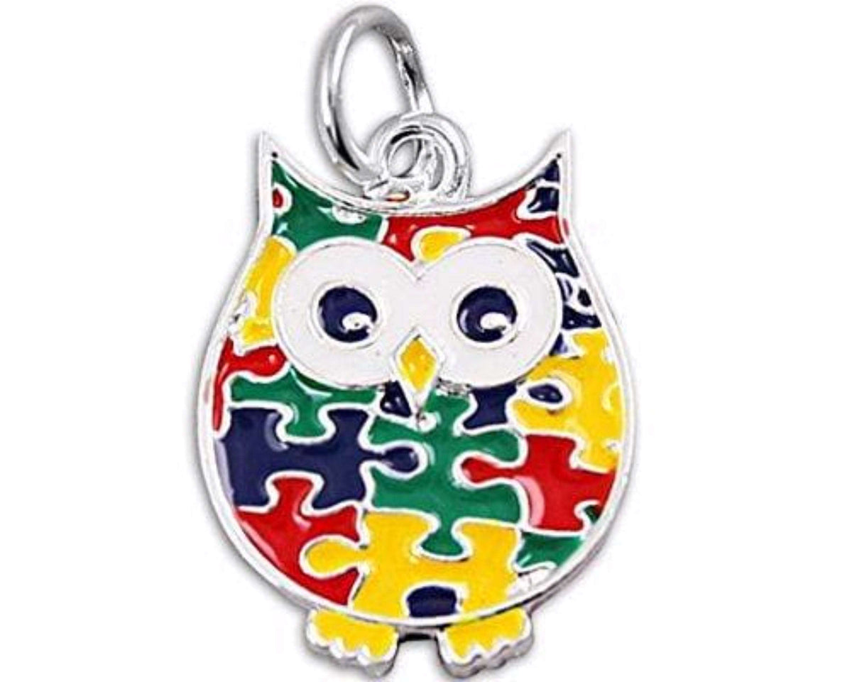 Autism Owl Puzzle Piece Hanging Charm - The House of Awareness