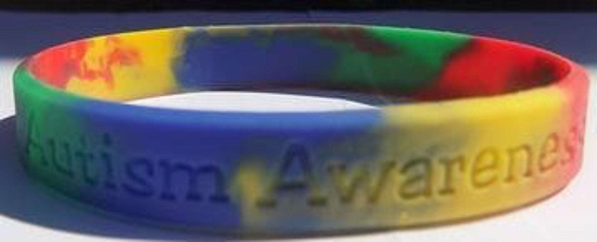 2 Multi Colored Silicon Autism Awareness ADULT Bracelet - The House of Awareness