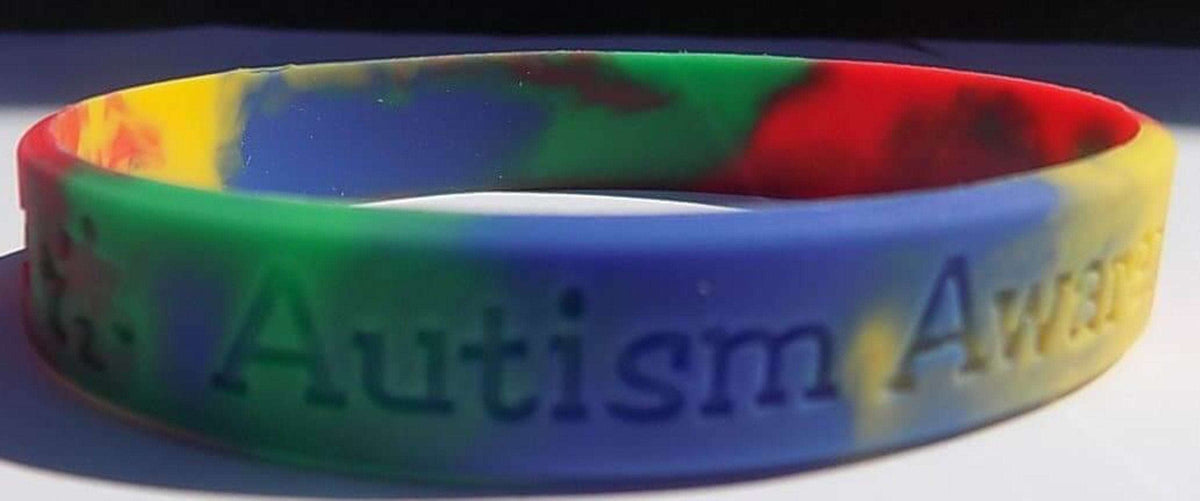 Autism Awareness Puzzle Pieces  ADULT Bracelet with words Autism Awareness - The House of Awareness