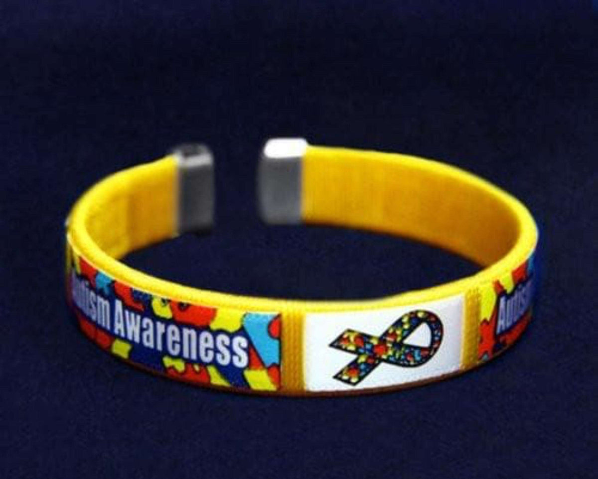 Autism and Asperger Chid Size Ribbon Fabric Bangle Bracelets -Autism Awareness - The House of Awareness