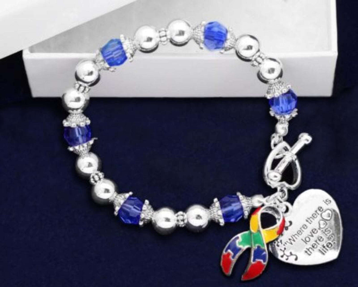 Autism and Aspergers Awareness Ribbon Bracelet - Where There Is Love - The House of Awareness