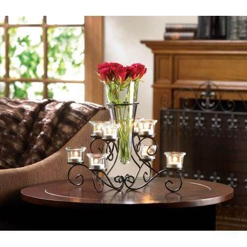 Wrought Iron Candle Holder With Vase - The House of Awareness