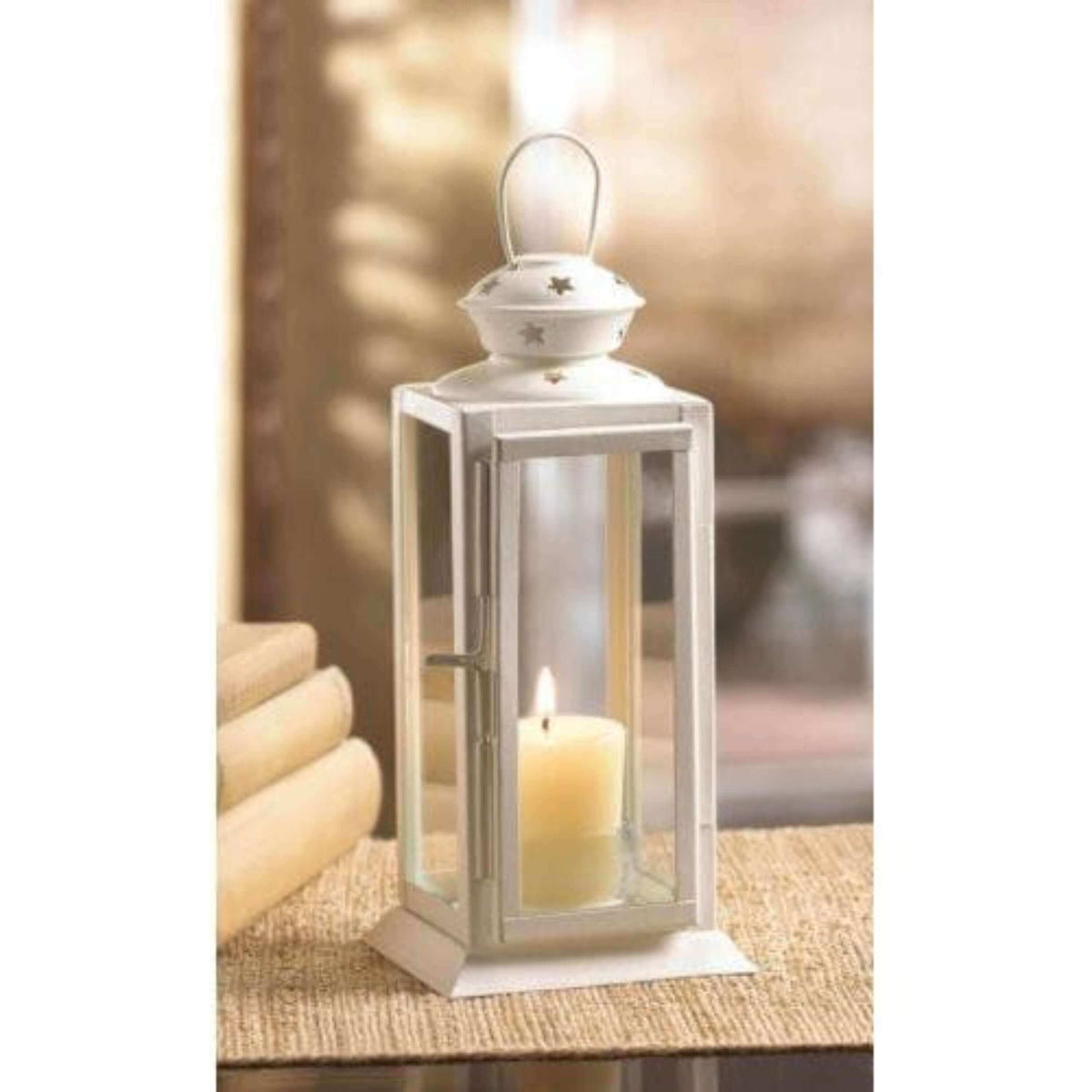 White Colonial Rectangle Lantern - The House of Awareness