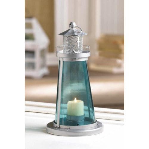 Blue Glass Lighthouse Lantern - The House of Awareness
