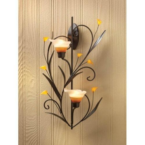 2 Amber Lilies Candle Wall Sconces - The House of Awareness