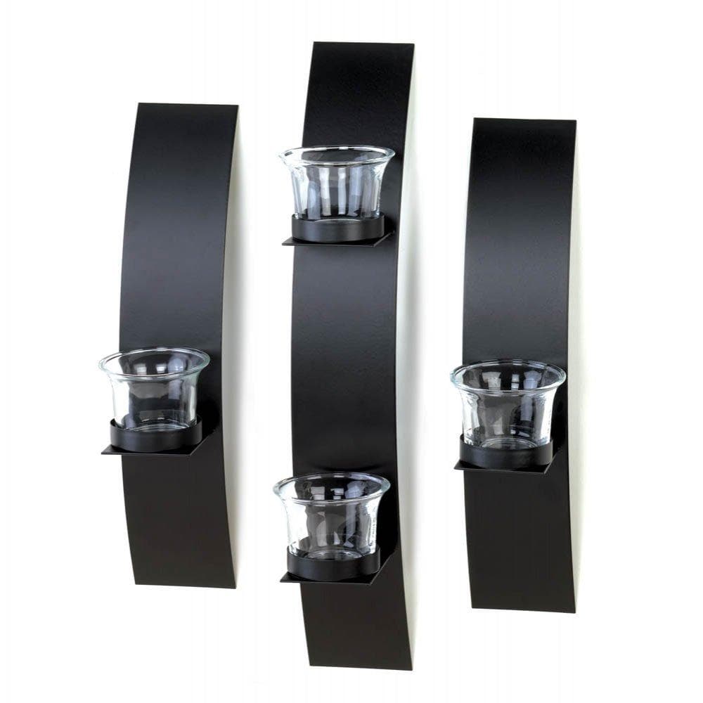 Modern 3-Piece Wall Sconce with 4 White Led Tea Lights with Timer - The House of Awareness