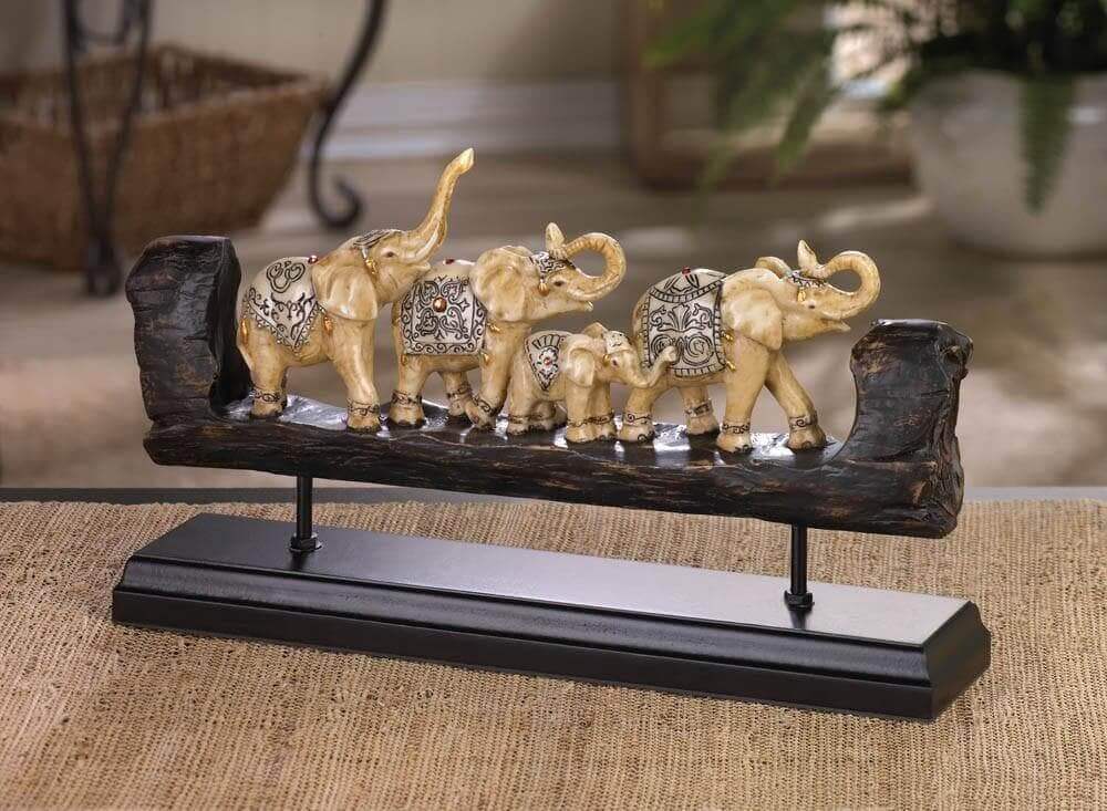 Elephant Family Carved Decor - The House of Awareness