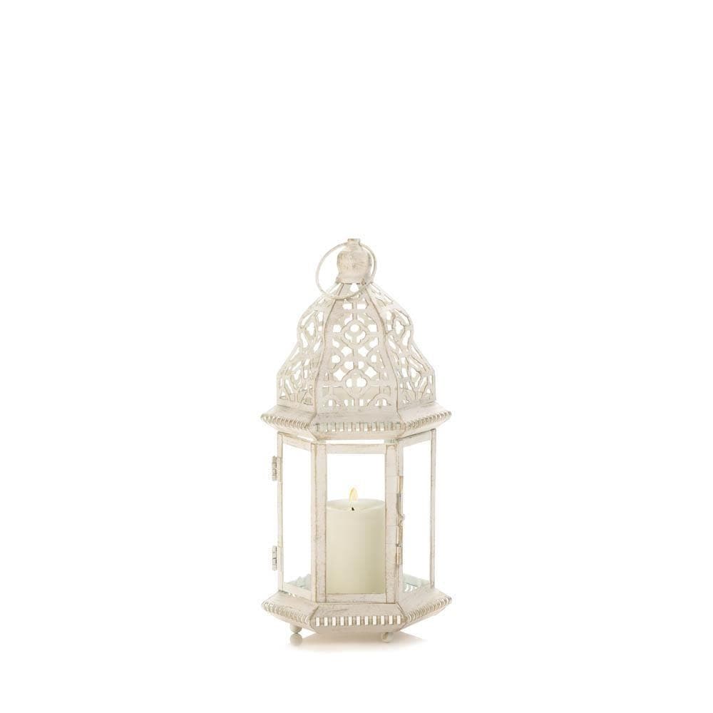 Small Distressed White Lantern - The House of Awareness