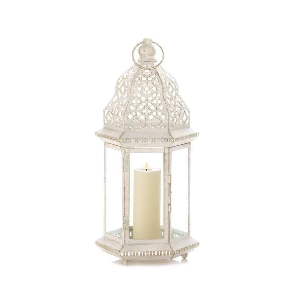 Set of 2 Sublime Distressed White Large Lanterns - The House of Awareness