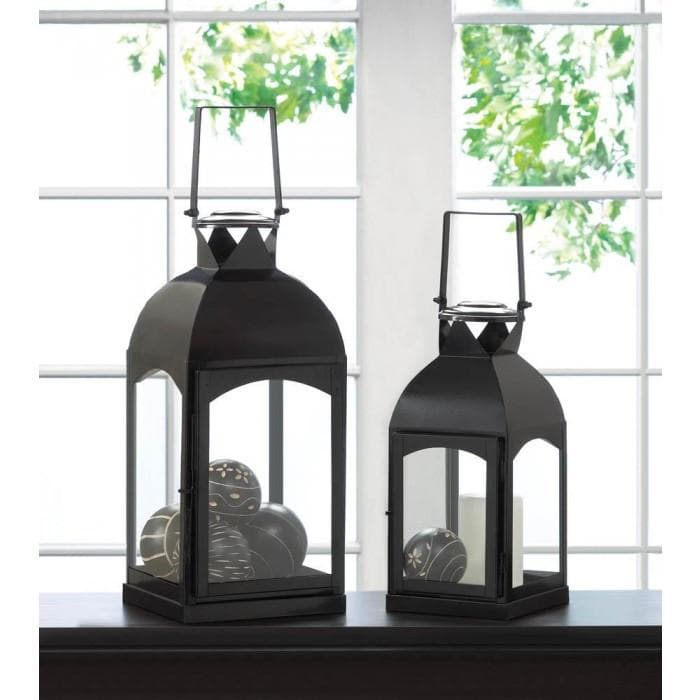 Set of 2 Large Domed Black Candle Lanterns - The House of Awareness